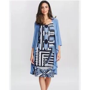 R&M Richards Dress and Duster Set Geometric Print Party Outfit Size 8